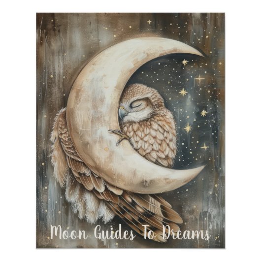 Hawk bird baby slapen op Moon Perfect Poster (Voorkant)