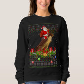Hawk Bird Ugly Santa Riding Hawk Kerstmis Trui (Voorkant)