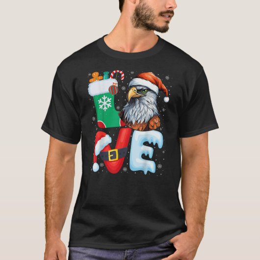 Hawk Birds Wearing Santa Hat Xmas Holiday Hawk Chr T-shirt (Voorkant)