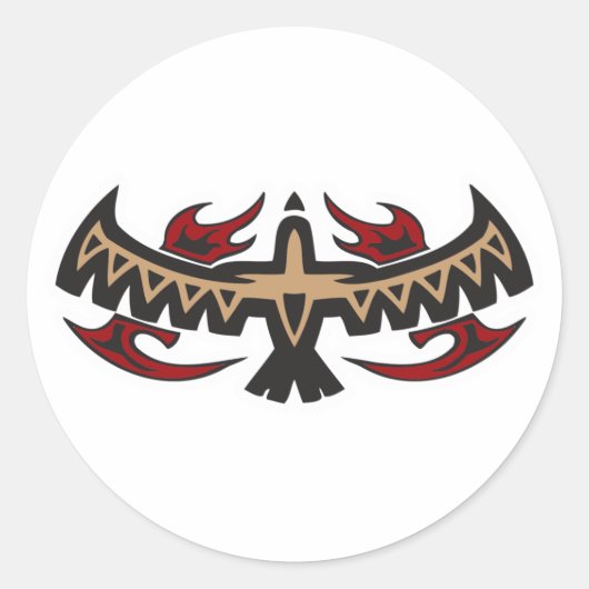 Hawk Eagle Tribal Tattoo Ronde Sticker (Voorkant)