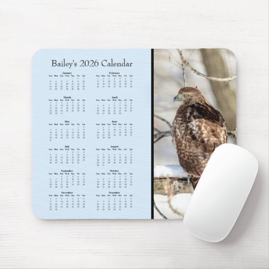 Hawk - Full year 2026 customizable calendar Muismat (Met muis)