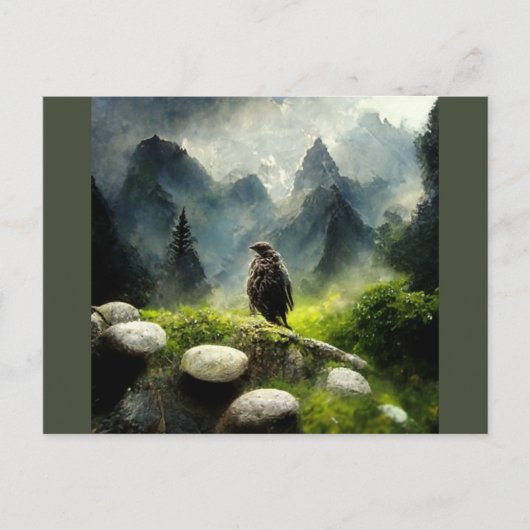 Hawk in het bos briefkaart (Voorkant)