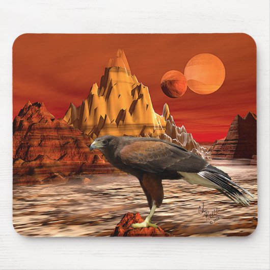 Hawk in het Rode Gegebergte Mousepad Muismat (Voorkant)