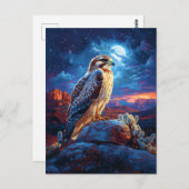 Hawk in the Desert Under a Full Moon Briefkaart (Voorkant / Achterkant)
