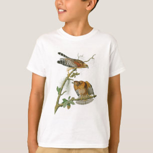 Hawk John Audubon Birds uit Amerika met rode schou T-shirt