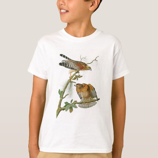 Hawk John Audubon Birds uit Amerika met rode schou T-shirt (Voorkant)