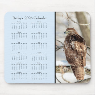 Hawk - Kalender voor geheel 2026 aanpasbaar Muismat