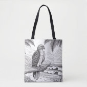Hawk kijken over de oceaan horizon kleuren tote bag (Voorkant)