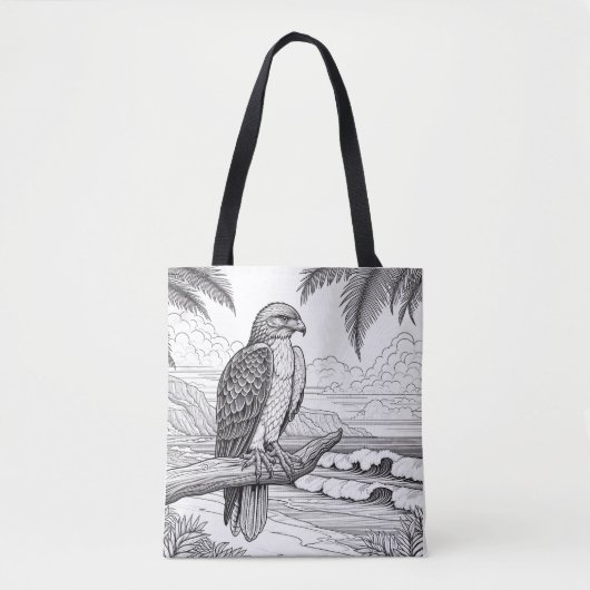 Hawk kijken over de oceaan horizon kleuren tote bag (Voorkant)