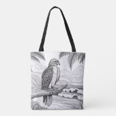 Hawk kijken over de oceaan horizon kleuren tote bag (Achterkant)