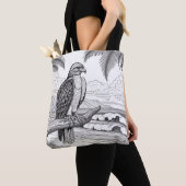 Hawk kijken over de oceaan horizon kleuren tote bag (Dichtbij)
