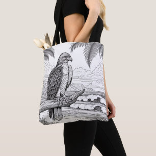 Hawk kijken over de oceaan horizon kleuren tote bag