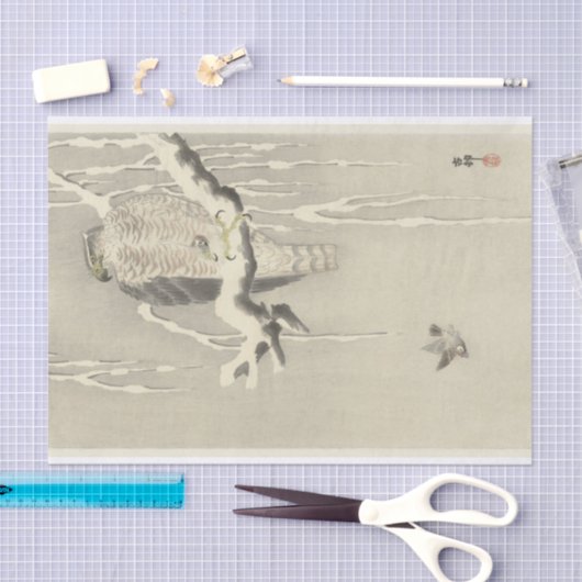 Hawk met houtskooltje van Ohara Koson Tissuepapier (Craft)