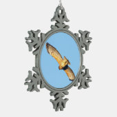 Hawk met rode schouders tin sneeuwvlok ornament (Links)