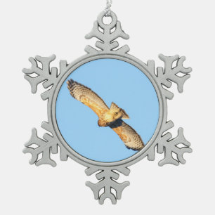Hawk met rode schouders tin sneeuwvlok ornament