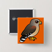Hawk met rode schouders vierkante button 5,1 cm (Voorkant /achterkant)