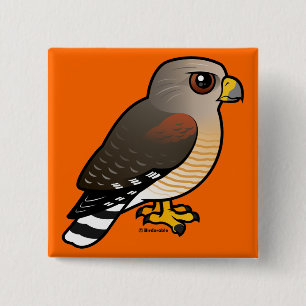 Hawk met rode schouders vierkante button 5,1 cm