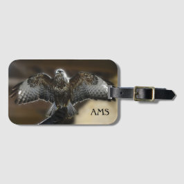 Hawk met Wings Out Wildlife Sanctuary Monogram Bagagelabel