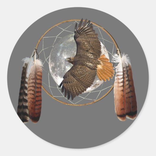 Hawk Moon Ronde Sticker (Voorkant)