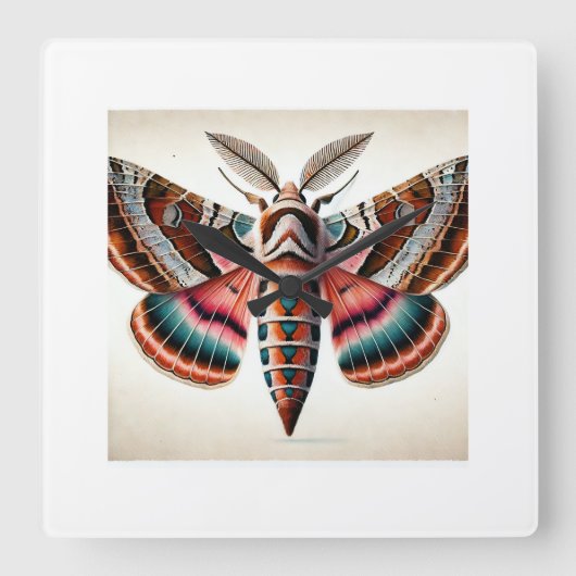Hawk Moth 260824IREF237 - Watercolor Vierkante Klok (Voorkant)