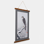 Hawk on Snow Covered Branch, Ohara Koson Hangend Wandkleed (Gebogen)