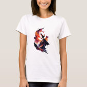 Hawk op Abstracte Waterverf Landschap T-shirt (Voorkant)