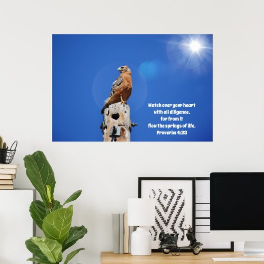 Hawk over het Poster van de Bijbel van het Hart Sc (Thuiskantoor)