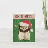 Hawk Owl Be Merry Christmas Kaart (Voorkant)