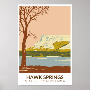 Hawk Springs State Recreation Area Wyoming Retro Poster