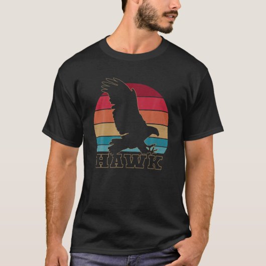  Hawk Sunset Ornithology Birding Retro T-shirt (Voorkant)