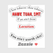 Hawk Tuah Aanpasbare gepersonaliseerde locatie Sticker (Vel)