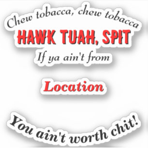 Hawk Tuah Aanpasbare gepersonaliseerde locatie Sticker
