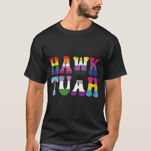 Hawk Tuah Grappige LGBTQ Regenboogvlag Bondgenoot  T-shirt (Voorkant)