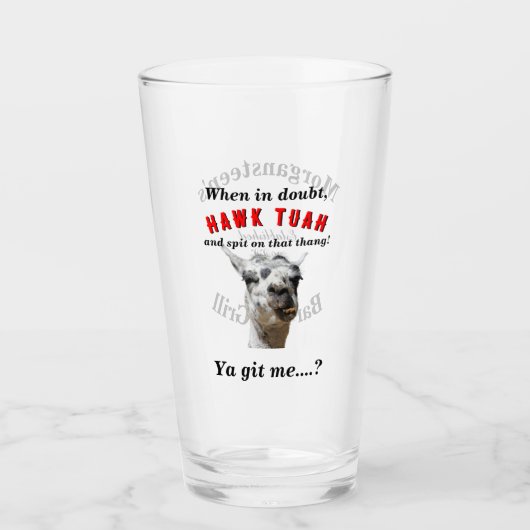 Hawk tuah spugen lama gepersonaliseerde barware glas (Voorkant)