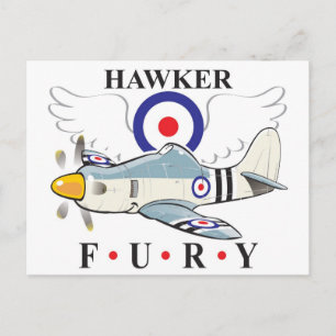 Hawker Fury karikatuur Briefkaart
