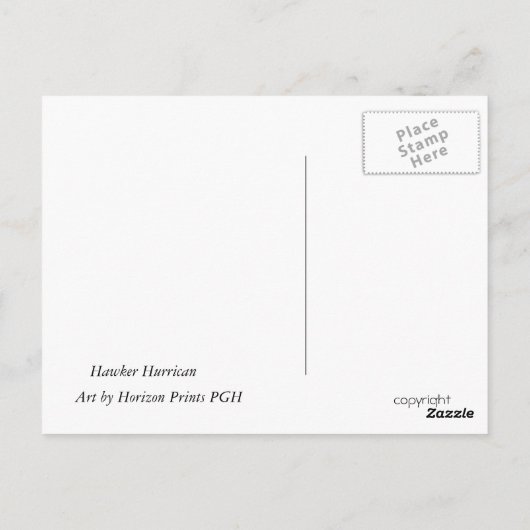 Hawker Hurrican Briefkaart (Achterkant)