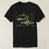 Hawker Hurricane Britse WW2 Fighter Vliegtuig Diag T-shirt (Design voorkant)