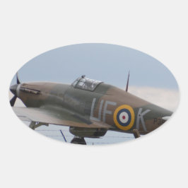 Hawker Hurricane Driekwart aanzicht Ovale Sticker