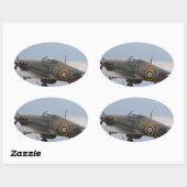 Hawker Hurricane Driekwart aanzicht Ovale Sticker (Vel)