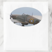 Hawker Hurricane Driekwart aanzicht Ovale Sticker (Tas)