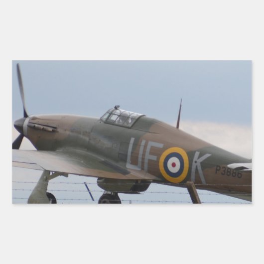 Hawker Hurricane Driekwart Uitzicht Rechthoekige Sticker (Voorkant)