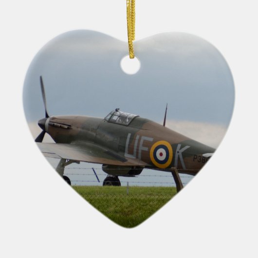 Hawker Hurricane Driekwartzicht Keramisch Ornament (Voorkant)