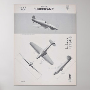 Hawker Hurricane MKIIC herkenning poster, 1942 Poster