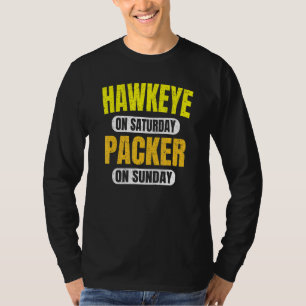 Hawkeye op zaterdag Packer op zondag Green Bay Vin T-shirt