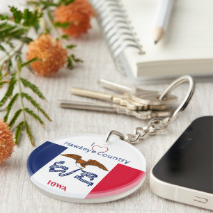 Hawkeyes Iowa w/initialen Vlag Sleutelhanger