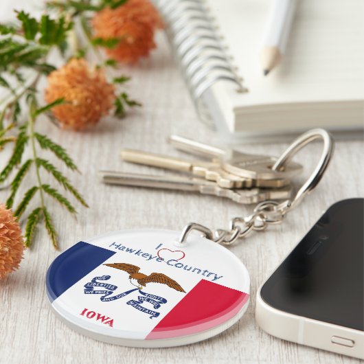 Hawkeyes Iowa w/initialen Vlag Sleutelhanger (Voorkant Rechts)