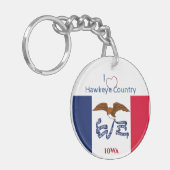 Hawkeyes Iowa w/initialen Vlag Sleutelhanger (Voorkant Links)