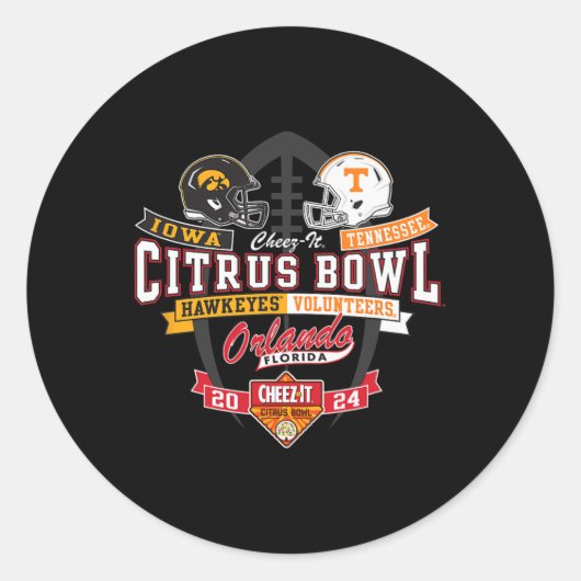 Hawkeyes vs Tennessee Vrijwilligers Citrus Bowl 20 Ronde Sticker (Voorkant)