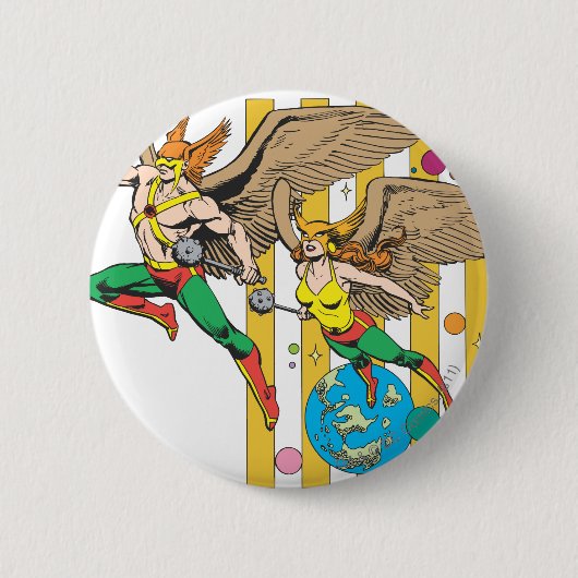 Hawkman en Hawkwoman Ronde Button 5,7 Cm (Voorkant)