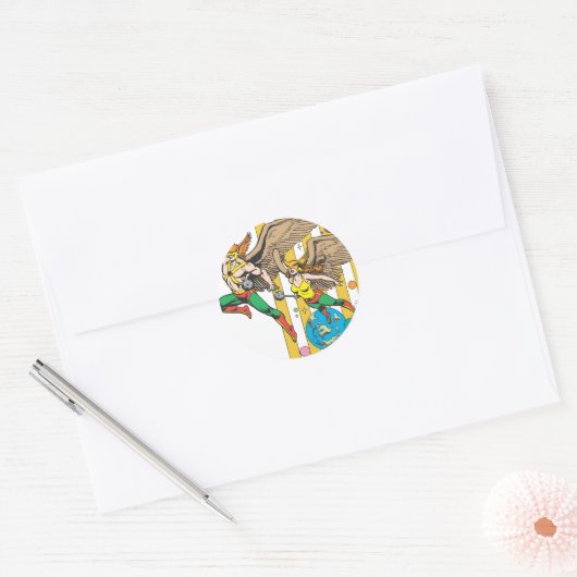 Hawkman en Hawkwoman Ronde Sticker (Envelop)